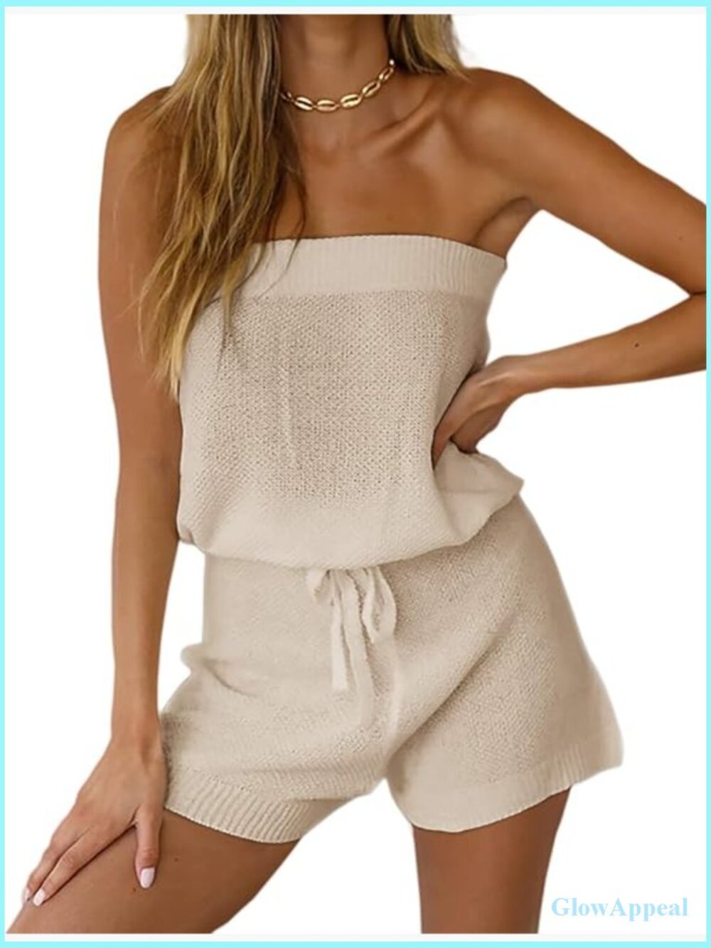 Summer Jumpsuit Romper Off Shoulder Elastic Waist Loungewear Two Piece Outfit